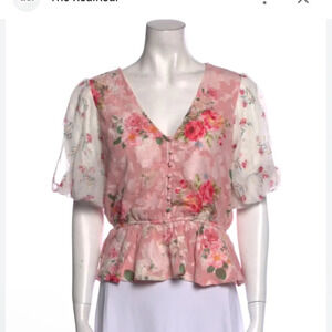 Hemant & Nandita pink and green floral print top 33283.